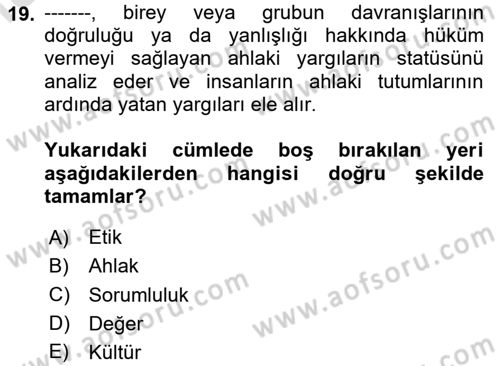 Genel İşletme Dersi Ara Sınavı Deneme Sınav Soruları 19. Soru