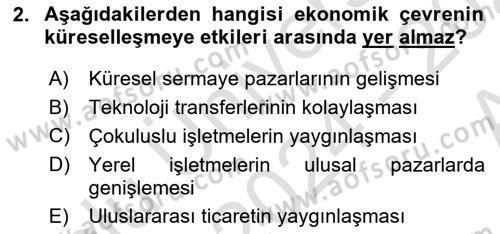 Genel İşletme Dersi 2024 - 2025 Yılı (Vize) Ara Sınav Soruları 2. Soru