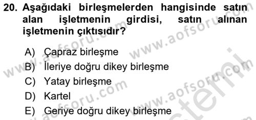 Genel İşletme Dersi Ara Sınavı Deneme Sınav Soruları 20. Soru