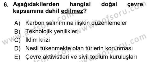 Genel İşletme Dersi Ara Sınavı Deneme Sınav Soruları 6. Soru