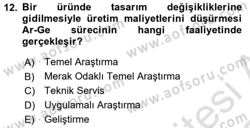 Genel İşletme Dersi 2024 - 2025 Yılı Yaz Okulu Sınav Soruları 12. Soru