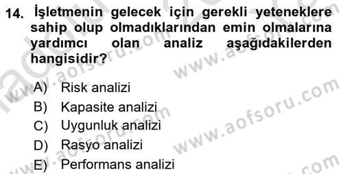 Genel İşletme Dersi 2024 - 2025 Yılı Yaz Okulu Sınav Soruları 14. Soru