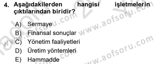 Genel İşletme Dersi 2024 - 2025 Yılı Yaz Okulu Sınav Soruları 4. Soru