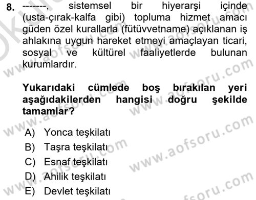 Genel İşletme Dersi 2024 - 2025 Yılı Yaz Okulu Sınav Soruları 8. Soru