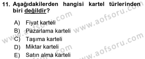 Genel İşletme Dersi 2025 - 2026 Yılı (Vize) Ara Sınav Soruları 11. Soru