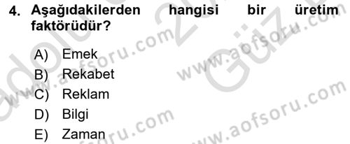 Genel İşletme Dersi 2025 - 2026 Yılı (Vize) Ara Sınav Soruları 4. Soru
