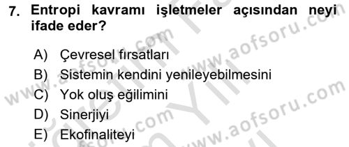 Genel İşletme Dersi 2025 - 2026 Yılı (Vize) Ara Sınav Soruları 7. Soru