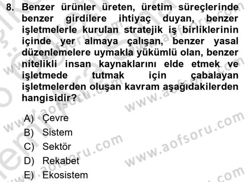 Genel İşletme Dersi 2025 - 2026 Yılı (Vize) Ara Sınav Soruları 8. Soru