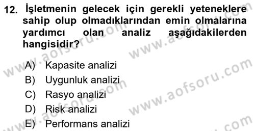 Genel İşletme Dersi 2025 - 2026 Yılı (Final) Dönem Sonu Sınav Soruları 12. Soru