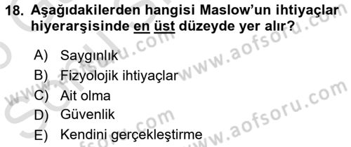 Genel İşletme Dersi 2025 - 2026 Yılı (Final) Dönem Sonu Sınav Soruları 18. Soru