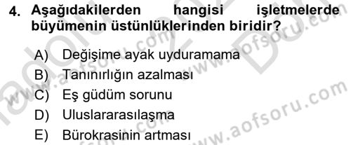 Genel İşletme Dersi 2025 - 2026 Yılı (Final) Dönem Sonu Sınav Soruları 4. Soru