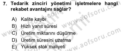 Genel İşletme Dersi 2025 - 2026 Yılı (Final) Dönem Sonu Sınav Soruları 7. Soru