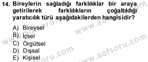 Girişimcilik Dersi 2012 - 2013 Yılı (Vize) Ara Sınav Soruları 14. Soru