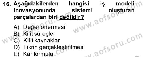 Girişimcilik Dersi 2012 - 2013 Yılı (Vize) Ara Sınav Soruları 16. Soru