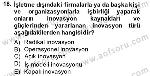 Girişimcilik Dersi 2012 - 2013 Yılı (Vize) Ara Sınav Soruları 18. Soru