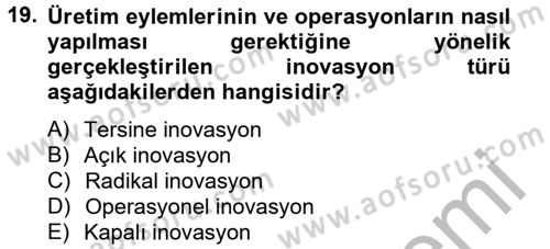 Girişimcilik Dersi 2012 - 2013 Yılı (Vize) Ara Sınav Soruları 19. Soru