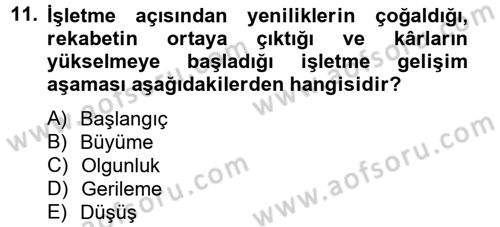 Girişimcilik Dersi 2012 - 2013 Yılı (Final) Dönem Sonu Sınav Soruları 11. Soru