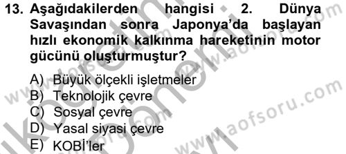 Girişimcilik Dersi 2012 - 2013 Yılı (Final) Dönem Sonu Sınav Soruları 13. Soru