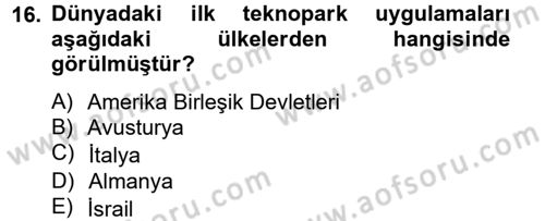 Girişimcilik Dersi 2012 - 2013 Yılı (Final) Dönem Sonu Sınav Soruları 16. Soru