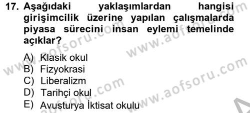 Girişimcilik Dersi 2012 - 2013 Yılı (Final) Dönem Sonu Sınav Soruları 17. Soru