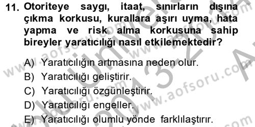Girişimcilik Dersi 2013 - 2014 Yılı (Vize) Ara Sınav Soruları 11. Soru
