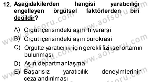 Girişimcilik Dersi 2013 - 2014 Yılı (Vize) Ara Sınav Soruları 12. Soru