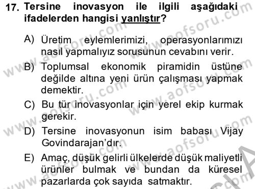 Girişimcilik Dersi 2013 - 2014 Yılı (Vize) Ara Sınav Soruları 17. Soru