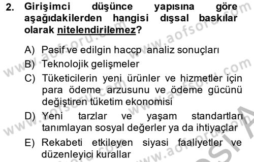 Girişimcilik Dersi 2013 - 2014 Yılı (Vize) Ara Sınav Soruları 2. Soru