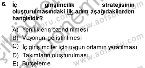 Girişimcilik Dersi 2013 - 2014 Yılı (Vize) Ara Sınav Soruları 6. Soru
