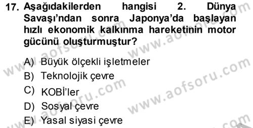 Girişimcilik Dersi 2013 - 2014 Yılı (Final) Dönem Sonu Sınav Soruları 17. Soru