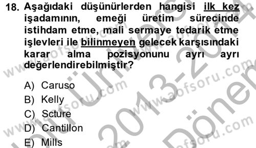 Girişimcilik Dersi 2013 - 2014 Yılı (Final) Dönem Sonu Sınav Soruları 18. Soru