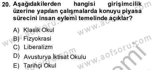 Girişimcilik Dersi 2013 - 2014 Yılı (Final) Dönem Sonu Sınav Soruları 20. Soru