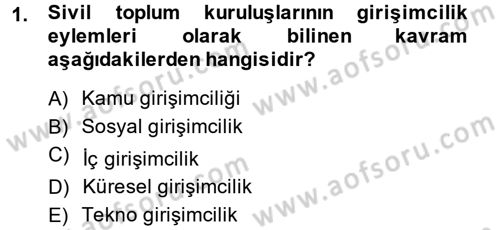 Girişimcilik Dersi 2014 - 2015 Yılı (Vize) Ara Sınav Soruları 1. Soru