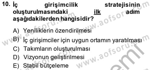 Girişimcilik Dersi 2014 - 2015 Yılı (Vize) Ara Sınav Soruları 10. Soru
