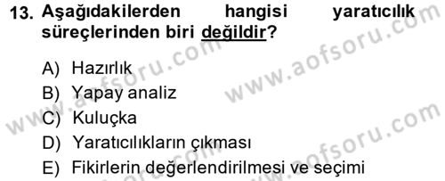 Girişimcilik Dersi 2014 - 2015 Yılı (Vize) Ara Sınav Soruları 13. Soru