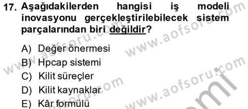 Girişimcilik Dersi 2014 - 2015 Yılı (Vize) Ara Sınav Soruları 17. Soru