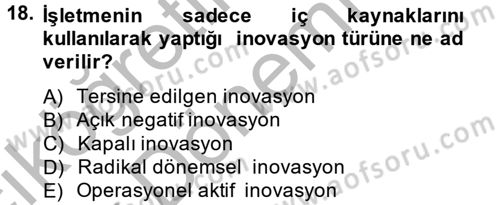 Girişimcilik Dersi 2014 - 2015 Yılı (Vize) Ara Sınav Soruları 18. Soru