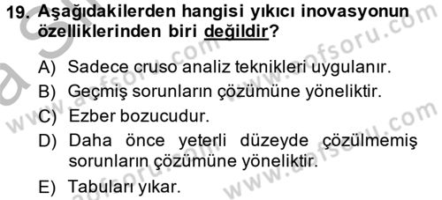 Girişimcilik Dersi 2014 - 2015 Yılı (Vize) Ara Sınav Soruları 19. Soru