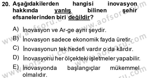 Girişimcilik Dersi 2014 - 2015 Yılı (Vize) Ara Sınav Soruları 20. Soru