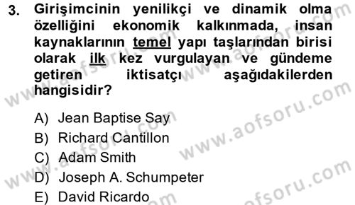 Girişimcilik Dersi 2014 - 2015 Yılı (Vize) Ara Sınav Soruları 3. Soru