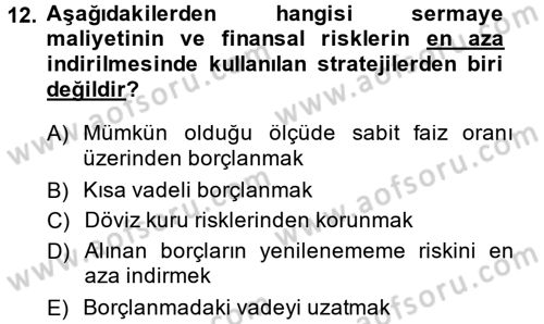 Girişimcilik Dersi 2014 - 2015 Yılı (Final) Dönem Sonu Sınav Soruları 12. Soru