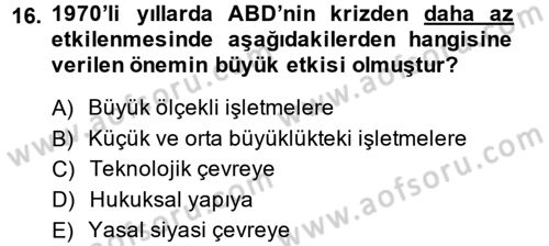 Girişimcilik Dersi 2014 - 2015 Yılı (Final) Dönem Sonu Sınav Soruları 16. Soru