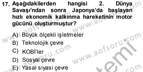 Girişimcilik Dersi 2014 - 2015 Yılı (Final) Dönem Sonu Sınav Soruları 17. Soru