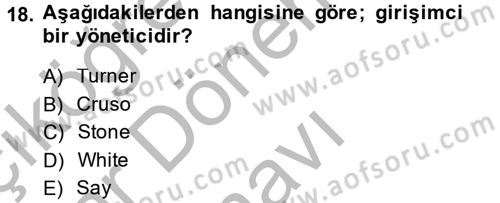 Girişimcilik Dersi 2014 - 2015 Yılı (Final) Dönem Sonu Sınav Soruları 18. Soru