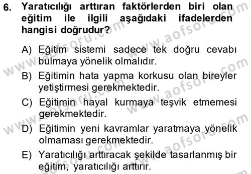 Girişimcilik Dersi 2014 - 2015 Yılı (Final) Dönem Sonu Sınav Soruları 6. Soru