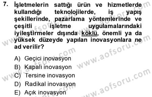 Girişimcilik Dersi 2014 - 2015 Yılı (Final) Dönem Sonu Sınav Soruları 7. Soru