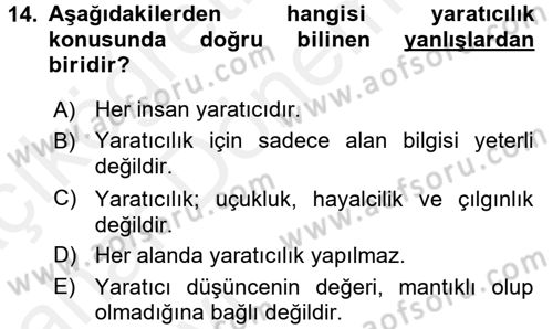 Girişimcilik Dersi 2015 - 2016 Yılı (Vize) Ara Sınav Soruları 14. Soru