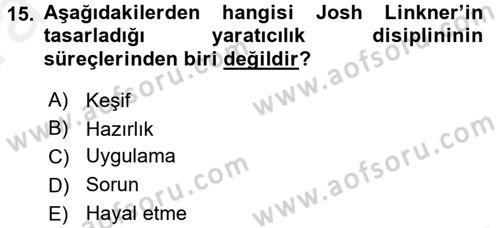 Girişimcilik Dersi 2015 - 2016 Yılı (Vize) Ara Sınav Soruları 15. Soru