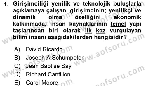 Girişimcilik Dersi 2015 - 2016 Yılı (Final) Dönem Sonu Sınav Soruları 1. Soru