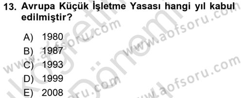 Girişimcilik Dersi 2015 - 2016 Yılı (Final) Dönem Sonu Sınav Soruları 13. Soru